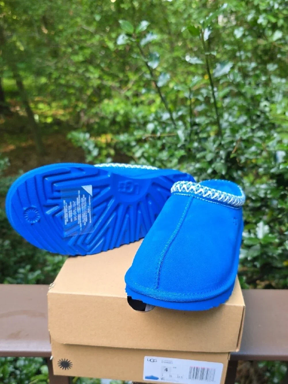 UGG Shearling-Trim Slip-On in Bright Blue